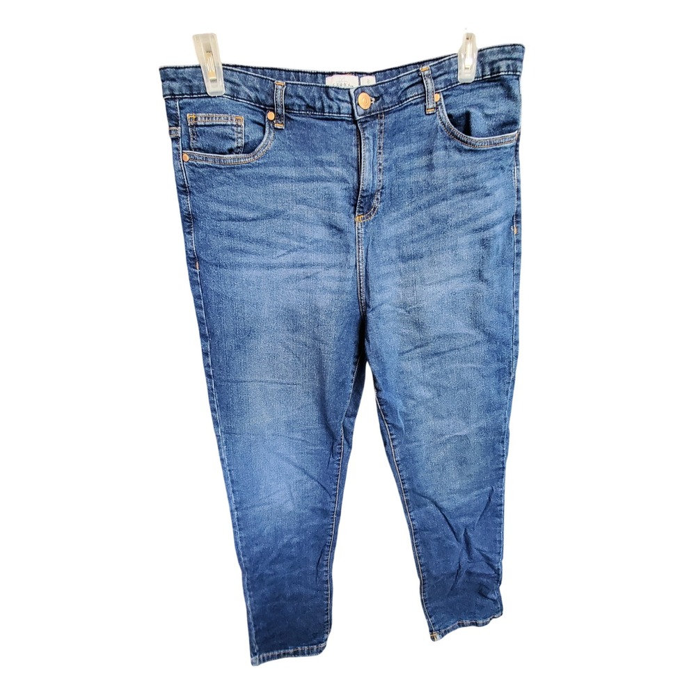 Serra Womens Medium Wash High Rise Straight Leg Denim Jeans Blue Size L